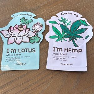 TONYMOLY I'm Lotus and Hemp Mask Sheet Set - Green and Pink